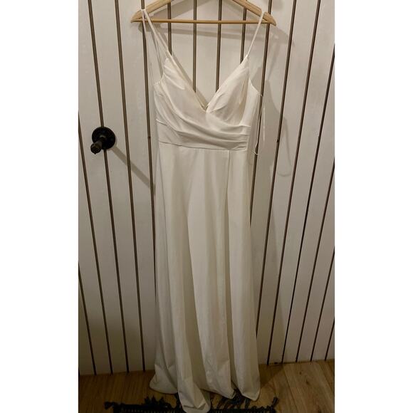 Lulus White Empire-Waist Satin Maxi Dress - Picture 1 of 6